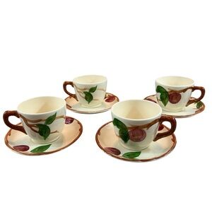 Franciscan Apple Dishes Cups and Saucers Set of Four
